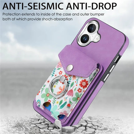 For iPhone 16 Plus Case Compatible with MagSafe Card Bag Leather+TPU Phone Cover