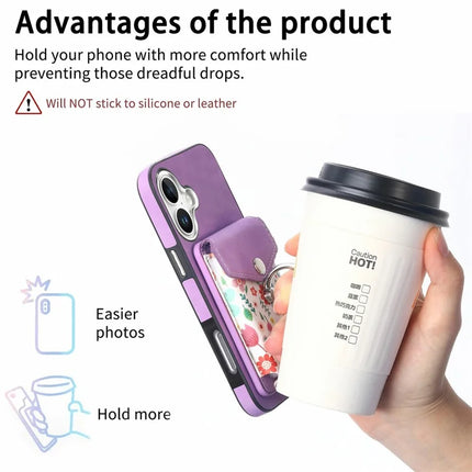 For iPhone 16 Plus Case Compatible with MagSafe Card Bag Leather+TPU Phone Cover