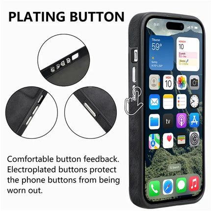 For iPhone 16 Plus Case Ring Kickstand Leather Coated TPU Back Cover with Card Holder