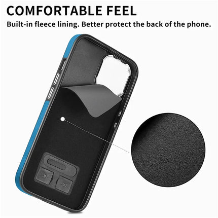 For iPhone 16 Plus Case Ring Kickstand Leather Coated TPU Back Cover with Card Holder