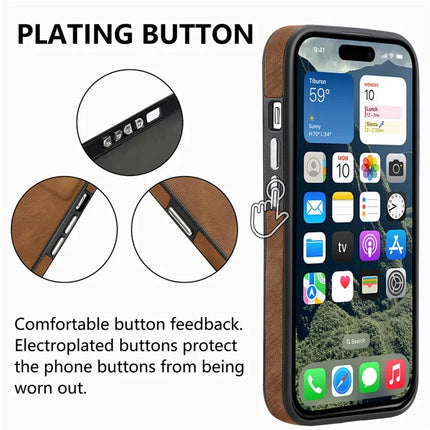 For iPhone 16 Plus Case Ring Kickstand Leather Coated TPU Back Cover with Card Holder