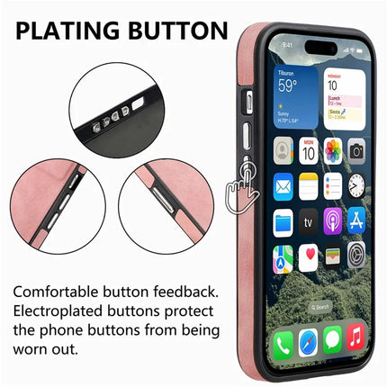 For iPhone 16 Plus Case Ring Kickstand Leather Coated TPU Back Cover with Card Holder