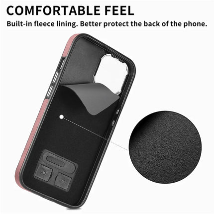 For iPhone 16 Plus Case Ring Kickstand Leather Coated TPU Back Cover with Card Holder