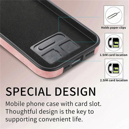 For iPhone 16 Plus Case Ring Kickstand Leather Coated TPU Back Cover with Card Holder