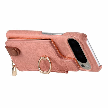 For Google Pixel 9 Pro XL Case Card Holder Kickstand Leather+TPU Phone Cover with Zipper Pocket