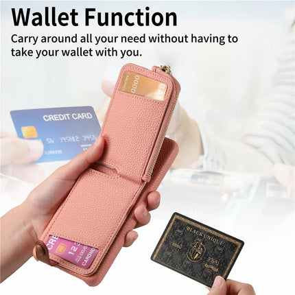 For Google Pixel 9 Pro XL Case Card Holder Kickstand Leather+TPU Phone Cover with Zipper Pocket