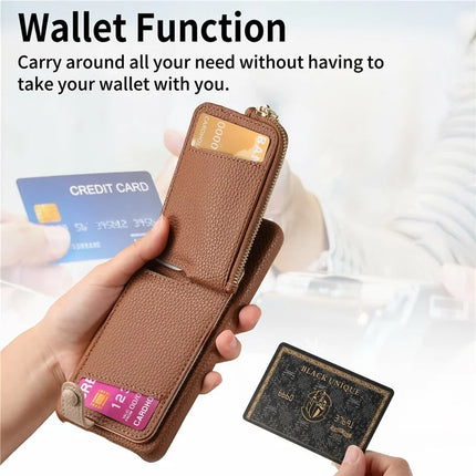 For Google Pixel 9 Pro XL Case Card Holder Kickstand Leather+TPU Phone Cover with Zipper Pocket