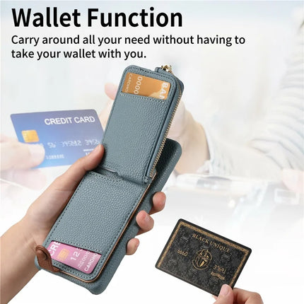 For Google Pixel 9 Pro XL Case Card Holder Kickstand Leather+TPU Phone Cover with Zipper Pocket