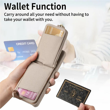 For Google Pixel 9 Pro XL Case Card Holder Kickstand Leather+TPU Phone Cover with Zipper Pocket