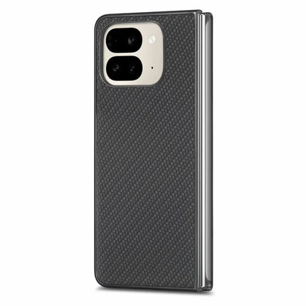 For Google Pixel 9 Pro Fold 5G Case Carbon Fiber Texture PU Leather Coated PC Folding Phone Cover
