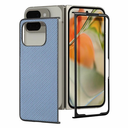 For Google Pixel 9 Pro Fold 5G Case Carbon Fiber Texture PU Leather Coated PC Folding Phone Cover
