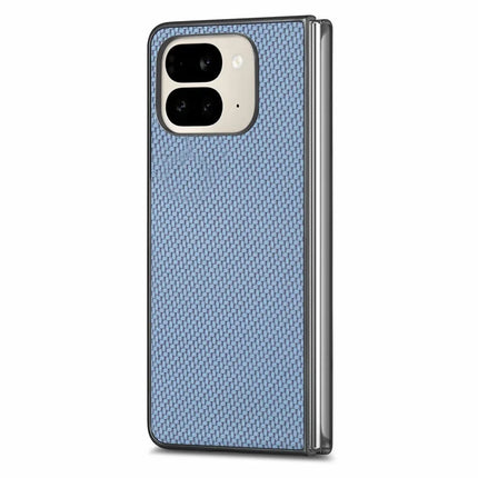 For Google Pixel 9 Pro Fold 5G Case Carbon Fiber Texture PU Leather Coated PC Folding Phone Cover