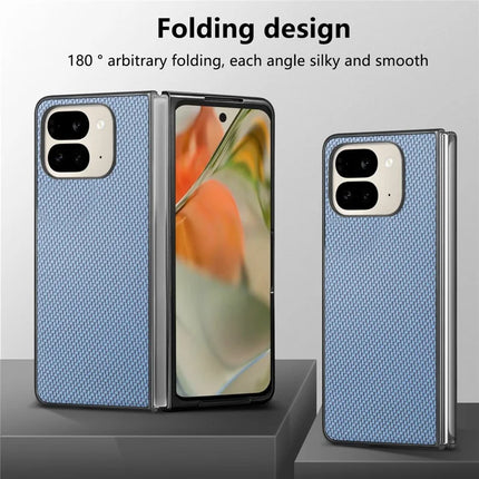 For Google Pixel 9 Pro Fold 5G Case Carbon Fiber Texture PU Leather Coated PC Folding Phone Cover