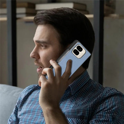 For Google Pixel 9 Pro Fold 5G Case Carbon Fiber Texture PU Leather Coated PC Folding Phone Cover