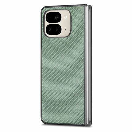 For Google Pixel 9 Pro Fold 5G Case Carbon Fiber Texture PU Leather Coated PC Folding Phone Cover