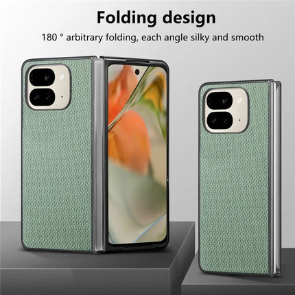 For Google Pixel 9 Pro Fold 5G Case Carbon Fiber Texture PU Leather Coated PC Folding Phone Cover