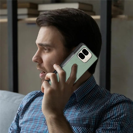 For Google Pixel 9 Pro Fold 5G Case Carbon Fiber Texture PU Leather Coated PC Folding Phone Cover