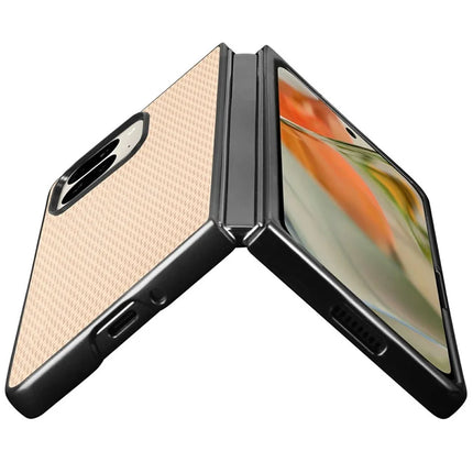 For Google Pixel 9 Pro Fold 5G Case Carbon Fiber Texture PU Leather Coated PC Folding Phone Cover