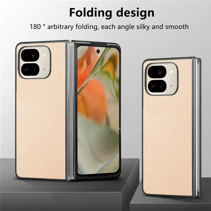 For Google Pixel 9 Pro Fold 5G Case Carbon Fiber Texture PU Leather Coated PC Folding Phone Cover