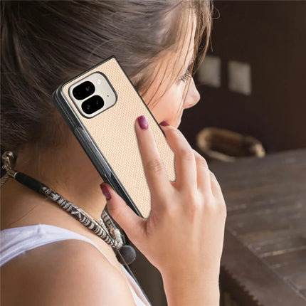 For Google Pixel 9 Pro Fold 5G Case Carbon Fiber Texture PU Leather Coated PC Folding Phone Cover