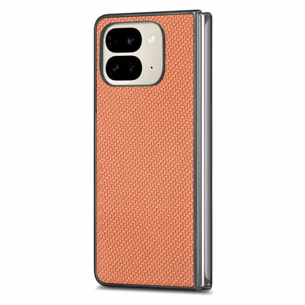 For Google Pixel 9 Pro Fold 5G Case Carbon Fiber Texture PU Leather Coated PC Folding Phone Cover