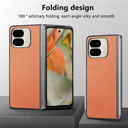 For Google Pixel 9 Pro Fold 5G Case Carbon Fiber Texture PU Leather Coated PC Folding Phone Cover