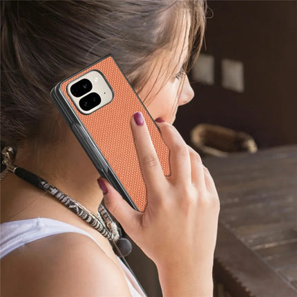 For Google Pixel 9 Pro Fold 5G Case Carbon Fiber Texture PU Leather Coated PC Folding Phone Cover