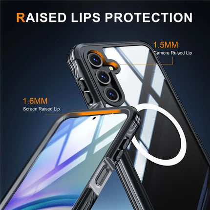 For Samsung Galaxy A16 4G / 5G Magnetic Case PC+TPU Phone Cover with Tempered Glass Screen Film