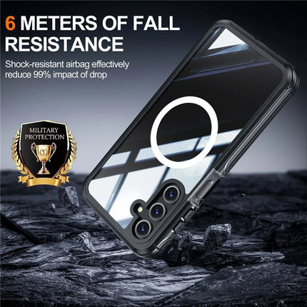 For Samsung Galaxy A16 4G / 5G Magnetic Case PC+TPU Phone Cover with Tempered Glass Screen Film