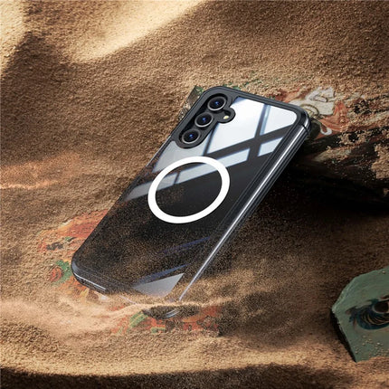 For Samsung Galaxy A16 4G / 5G Magnetic Case PC+TPU Phone Cover with Tempered Glass Screen Film