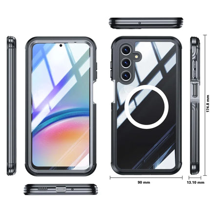 For Samsung Galaxy A16 4G / 5G Magnetic Case PC+TPU Phone Cover with Tempered Glass Screen Film