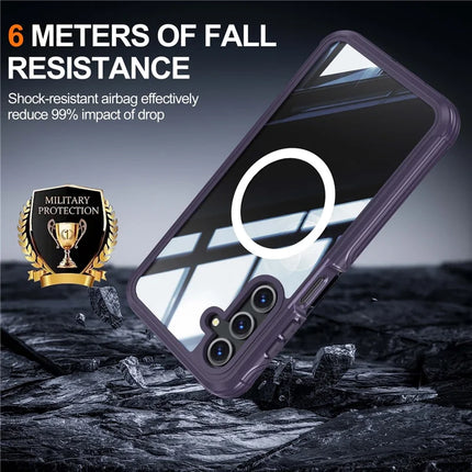 For Samsung Galaxy A16 4G / 5G Magnetic Case PC+TPU Phone Cover with Tempered Glass Screen Film