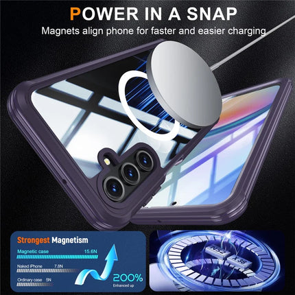 For Samsung Galaxy A16 4G / 5G Magnetic Case PC+TPU Phone Cover with Tempered Glass Screen Film