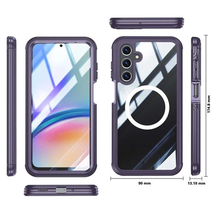 For Samsung Galaxy A16 4G / 5G Magnetic Case PC+TPU Phone Cover with Tempered Glass Screen Film