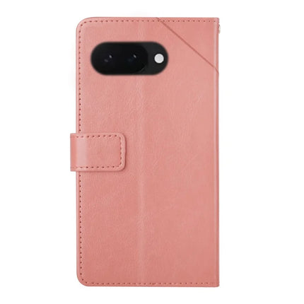 HT01 For Google Pixel 9a Case Y-Shaped Lines Imprint Leather Phone Cover