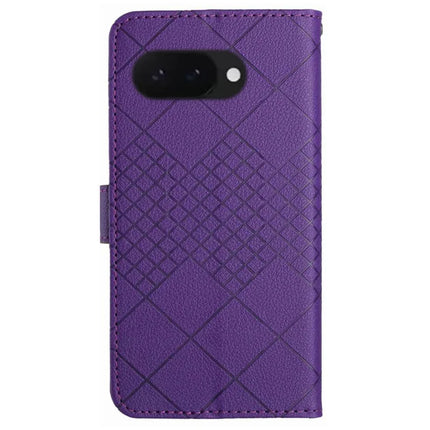HT06 For Google Pixel 9a Wallet Phone Case Imprint PU Leather Flip Folio Cover