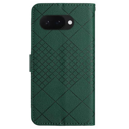 HT06 For Google Pixel 9a Wallet Phone Case Imprint PU Leather Flip Folio Cover