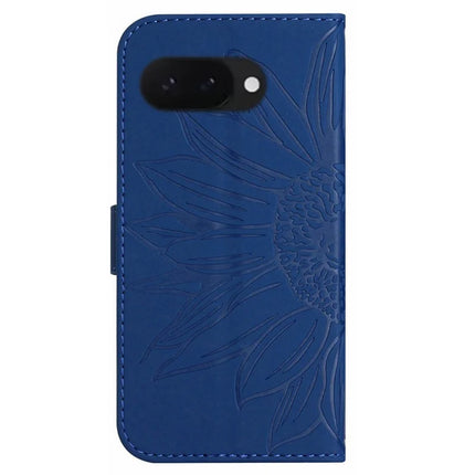 HT04 For Google Pixel 9a Case Sunflower Imprint Leather Wallet Phone Cover with Wrist Strap