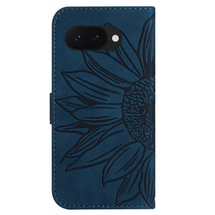 HT04 For Google Pixel 9a Case Sunflower Imprint Leather Wallet Phone Cover with Wrist Strap