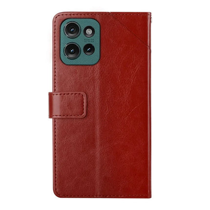 HT01 For Motorola Moto G75 5G Case Y-Shaped Lines Imprint Leather Phone Cover