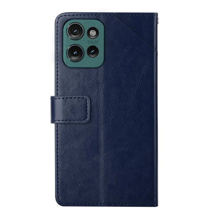 HT01 For Motorola Moto G75 5G Case Y-Shaped Lines Imprint Leather Phone Cover