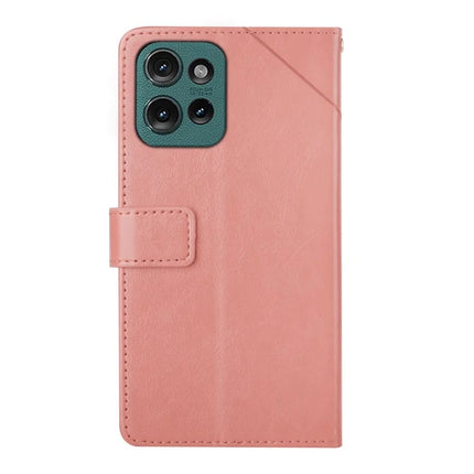 HT01 For Motorola Moto G75 5G Case Y-Shaped Lines Imprint Leather Phone Cover
