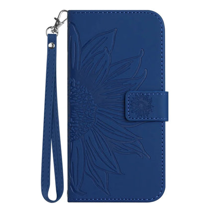 HT04 For Motorola Moto G75 5G Case Sunflower Imprint Leather Wallet Phone Cover with Wrist Strap