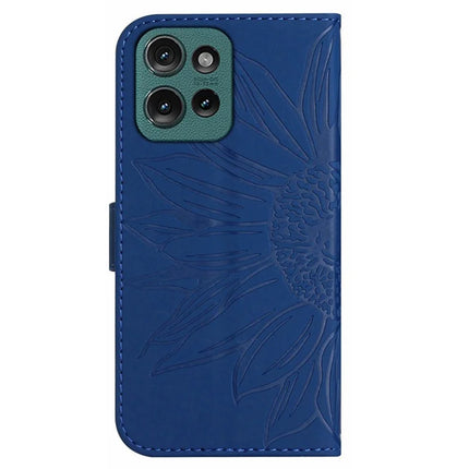 HT04 For Motorola Moto G75 5G Case Sunflower Imprint Leather Wallet Phone Cover with Wrist Strap