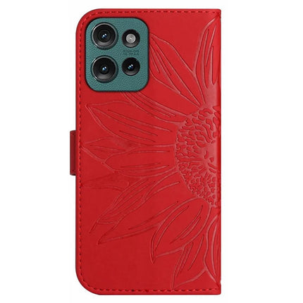 HT04 For Motorola Moto G75 5G Case Sunflower Imprint Leather Wallet Phone Cover with Wrist Strap