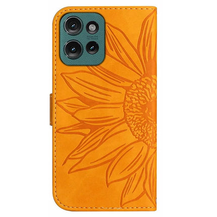 HT04 For Motorola Moto G75 5G Case Sunflower Imprint Leather Wallet Phone Cover with Wrist Strap