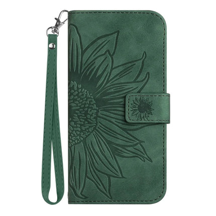 HT04 For Motorola Moto G75 5G Case Sunflower Imprint Leather Wallet Phone Cover with Wrist Strap
