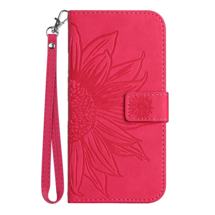 HT04 For Motorola Moto G75 5G Case Sunflower Imprint Leather Wallet Phone Cover with Wrist Strap