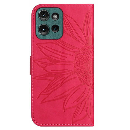 HT04 For Motorola Moto G75 5G Case Sunflower Imprint Leather Wallet Phone Cover with Wrist Strap