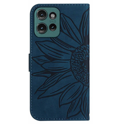 HT04 For Motorola Moto G75 5G Case Sunflower Imprint Leather Wallet Phone Cover with Wrist Strap